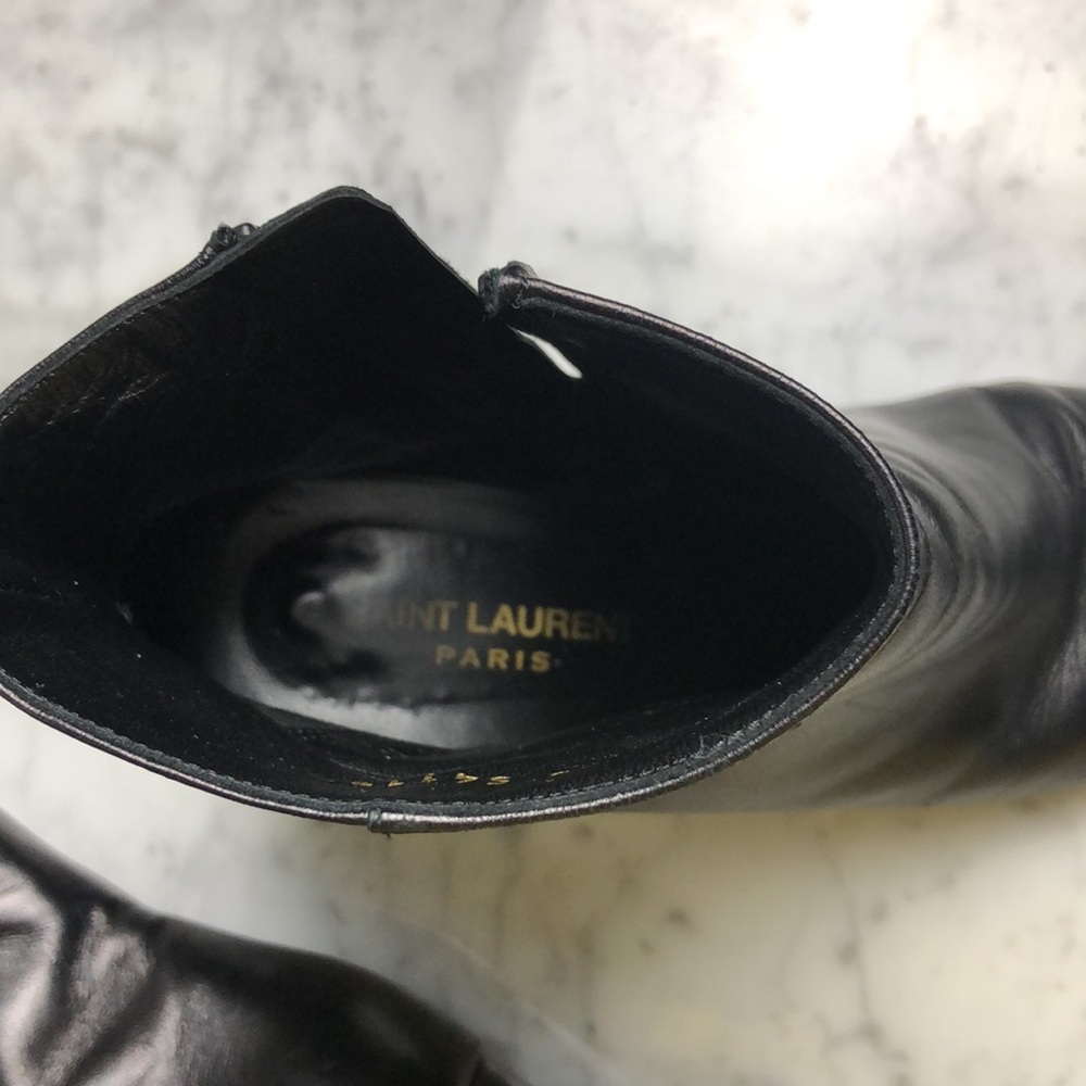 Yves Saint Laurent Women's Black Leather Ankle Boots - Picture 16 of 16